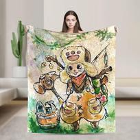 Monster Hunter Wilds Rey Dau Blankets Video Game Flannel Vintage Warm Throw Blanket for Bedroom Autumn/Winter Car Size: 75*100cm, Weight: 230 GSM