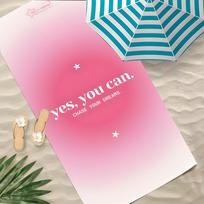 Y-Yes You Can Towel Polyester Beach Towel Quick Dry Sand Free Bath Towel for Summer Pool Travel Vacation 100X50CM