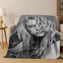 Fashion Billie Eilish Hit Me Hard and Soft Singer Flannel Blanket Soft Throw Blanket for Bed Bedroom Living Room Travel Gift Kid Size: 75*100cm, Weight: 230 GSM