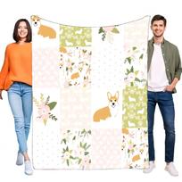 Corgi Pattern Blanket Cozy Soft Throw Lightweight Perfect for Home Decor or Birthday Gift for Animal Lovers Size: 75*100cm, Weight: 230 GSM