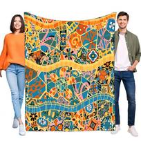 Colorful Mosaic Pattern Blanket Cozy Soft Bed Sofa Throw Lightweight Home Decor Gift Size: 75*100cm, Weight: 230 GSM