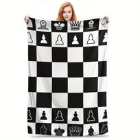 Chess Master Flannel Throw Blanket Soft Reversible All Season Comfort for Game Night Strategy Theme Home Decor Gift Size: 75*100cm, Weight: 230 GSM