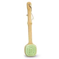 Body Skin Back Silicone Brush Head Bath Brush Wooden Handle Shower Scrubber žalia