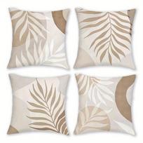 1/4pcs Beige Palm Leaf Patterned Pillowcases Sofa cushion cover home bedroom room decoration 45x45cm