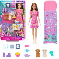 Barbie lėlė su šuniukais, miegmaišiu ir aksesuarais „Nakvynės vakarėlis”, HXN01