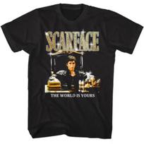 Scarface Tony Montana Desk Men's T-Shirt Gold Bling Logo the World is Yours S juoda