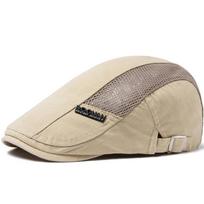Mesh Cap Beret For Men Fashion Letter Label Berets Summer Cotton Breathable Sun Visor Women Casual Duckbill Hat Adjustable smėlis