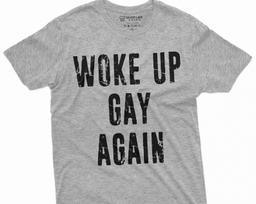 Men's Woke up Gay Again Funny LGBTQ Pride Month T-shirt Unisex Mens Gift Lesbian Gay Pride Humor Tshirt S