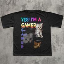 YES Im a Gamer Funny Cat Meme T shirt Gift for Woman and Man, Silly Gamer Gifts, Stupid Joke T shirt, Brainrot Tees, ADHD T shirt, Ugly Shirt XL
