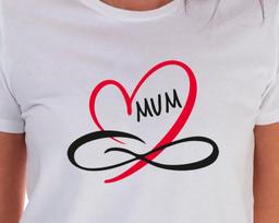 Mum Infinity Symbol Love Heart T-Shirt Unisex Uneek T-Shirt M