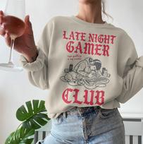 Late Night Gamer Club T-Shirts, T-shirts, Funny Rage Quit Gaming Shirt, Cozy Gamer Gift, Video Game Lover, Online Streamer, Gamer Girl S