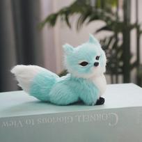 Soft Squatting Mini Plush Simulation Fox Soft Lifelike Plush Stuffed Fox Doll Cute Colorful Animal Figurine Home Decor mėlyna