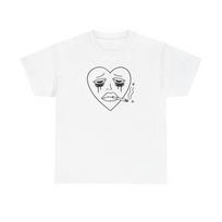 Crying Heart Smoking Graphic Tee | Sad Heart Line ArT-Shirt 3XL
