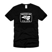 Hecho en Tejas T-Shirt: Texas Mexico Mexican Pride, Stylish Cotton Black Tee L