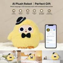 Cute Yoyo: AI Plush Robot Smart Interactive Toy w/LED Eyes&Voice Control, USB Rechargeable Companion for Kids Gifts/Smart Home