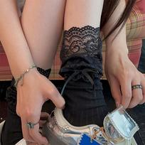 Calf-length Socks Paired with Thigh-high Boots, Versatile Ballet-style Lace Mid-calf Socks for Women