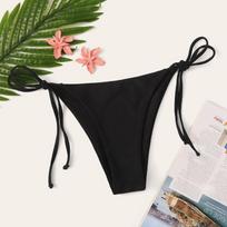 Sexy Solid Color Lace Up Women Split Beach Swim Triangle Pants S juoda