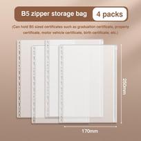 Practical PP Storage Booklet A4/A5/B5 Binder Loose Leaf Family ID Storage Bag Dustproof Bill Storage Binder School 4pcs B5 Pages