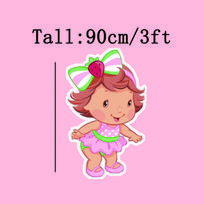 60cm/90cm Strawberry Baby Girl Big Cutout Baby Shower Backdrop Birthday Stand Up Props Kt Board Birthday Party Props Decoration picture show size