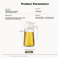 Suncha Oil Dispenser, Glass Oil Bottle for Cooking And Serving, Kitchen Use, Non-Stick, Cream White