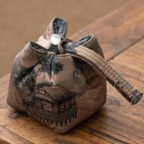Interwoven Teapot Cloth Pouch Chinese Style Silk Brocade Handbag Tea Cup Storage Bag  Women Style1
