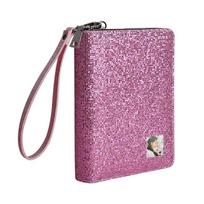 Mini Glitter Binder Portfolio Small A6 Binder Planner Cover Shinny Zippered Notebook Organizer ODM Binder 3 Ring Mini (Pink,A6&175 x 95 mm) rožinė