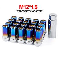 17HEX 42mm M12X1.5 M12X1.25 Brunt Blue Steel Car Wheel Rims Lock Lug Nuts 20pcs/set M12 x 1.5
