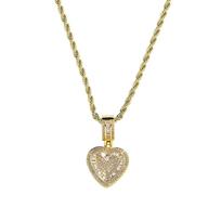 YYN European American Niche Gold-Plated Heart Zircon Hip-Hop Rope Chain Sweater Necklace for Women