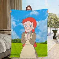 cartoon anime a-Anne of Green Gables Flannel warm comfort soft plush blanket for sofa living room hogar bedroom travel gift home Size: 75*100cm, Weight: 230 GSM