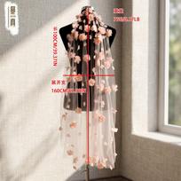 Blush Pink 3D Flower Tulle Bridal Veil Single Layer Floral Wedding Veil With Pearl Petals For Garden Elopement Bridal Portrait Shoot L rožinė