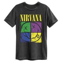 Amplified Tshirt Nirvana 4 Square Smiley Charcoal New L