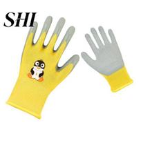 Gardening Gloves 1 Pair Kids Cartoon Pattern Wear Resistant Stable Grip Thorn-Proof Puncture-Resistant Snug Fit Non-Slip Rubber Work Cute XS geltona