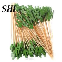 Salad Sticks 100 Pcs Food Picks Disposable Bamboo No Harm Cactus Shape for Banquet Dessert 12cm A