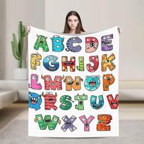 Alphabet Lore Anglų raidės ABC Flanelinis pledas Lauko kelionėms lėktuvu Purus lovatiesė Sofos lovos užvalkalas 75X95CM