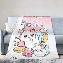 Mielas animacinis C-Chiikawa Momonga pledas Flanelinis vasaros Daugiafunkcinis plonas pledas lovai Kelionėms Patalynės pledai 75X95CM