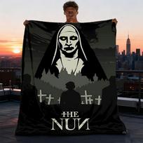 1 vnt. „The Nun“, siaubo lauko flanelės pledas mergaitėms, minkštas, lengvas užklotas, puikiai tinkantis stovyklavimui ir dovanoti, skaitmeninis 75X95CM