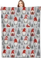 Nykštuko pledas Kalėdos Nordic Holiday Decor Mielas Kalėdinis užtiesalas Dovanos Vaikams Suaugusiems Lengvas Fleece Raudona kepurė Kotedžas Snieguotas medis 75X95CM