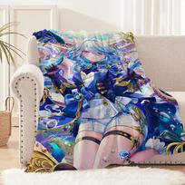 Furina Fontaine Genshin Impact Art Cute Furien Flannel Warm Soft Plush Blanket for Sofa Living Room Office Bedroom Travel Gift 75X95CM