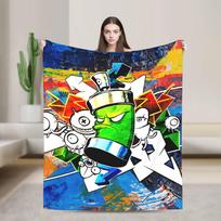 Minkštas šiltas pledas Vaikams Dekoratyvinis Animacinis mielas Doodles Mėtomasis pledas Flanelinis lovatiesė Sofai Kėdei Juokingas Sofos lovos užvalkalas 75X95CM
