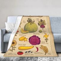 Summer In Stardew Valley Fuzzy Blanket with Plant Illustration Vintage Lightweight Throw Blanket for Home Xcm 75X95CM
