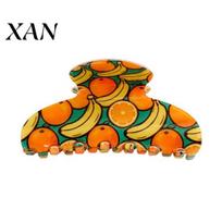 Hair Bun Holder Back Head Shark Clip, Summer Fruit Print Claw, Large Non-slip Clip Size Shower for Thick Buns And Half-Ties Half-up D