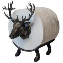 Home Hotel Restroom Supplies 3D Printed Elk Toilet Paper Holder, Stable Base Bathroom Tissue Roll Unique Housewarming Gift Dispenser, Waterproof A