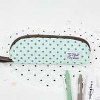 with Hand Strap Pen Bag Large Capacity Pencil Pouch INS Stationery Pouch  Gift Mint Green Polka Dot