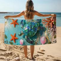 A Turtle Pattern as Smooth as Glass Beach Towel Large Quick-drying Towel Suitable for Beach Yoga Pool Gym Sport Home Towel 50X100CM