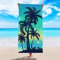 Palm Tree Print Sun Protection Quick Dry Beach Blanket Towel Windproof Anti-Sand Soft Skin Friendly Multi-Size for Swimming Pool 50X100cm