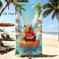 Cartoon Palm Tree Small Island Ocean Wave Beach Towel Lightweight Quick Dry Microfiber Towel For Beach Pool Bath Travel Daily 50x100cm