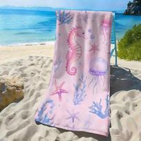 Striped Sea Turtle Hibiscus Floral Beach Towel Quick Dry Sand Free Towel Nautical Coastal Style Summer Beach Blanket 50X100cm &1pc