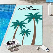Tropical Palm Tree Hello Summer Beach Towel 1Pc Microfiber Waterproof Sandproof 2D Flat Printed Summer Holiday Pool Towel 70x140cm&1pc