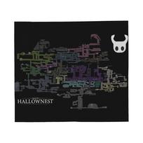 Hollow Knight Silksong Game Map Flannel Throw Blankets Mysterious Rug Piece Knitted Blanket Car Lightweight Thin Multi-function Size: 75*100cm, Weight: 230 GSM