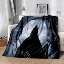 D Grim Reaper Skull Gothic Soft Plush Flannel Throw Blanket for Bedroom Living Room Sofa Picnic Kids Size: 75*100cm, Weight: 230 GSM